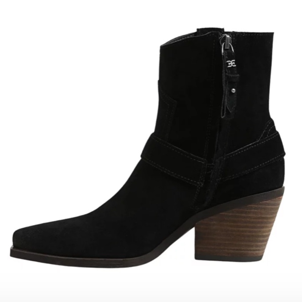NWT SAM EDELMAN Black suede Ankle Boots w zip retail $170 - Picture 3 of 6